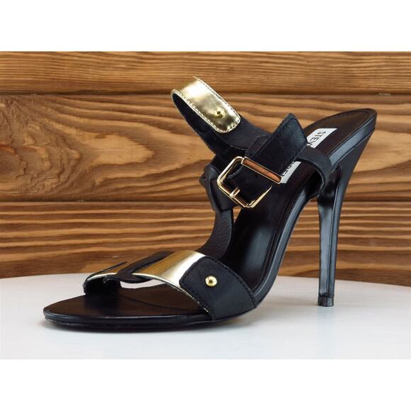 Steve Madden Size 8 Sandal Gladiator Black Leather Women M Reya - Picture 1 of 11